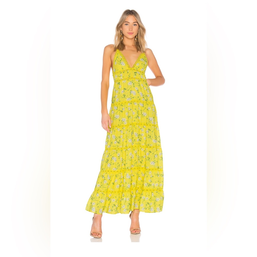 Alice + Olivia Karolina Crochet Yellow Floral Maxi Dress